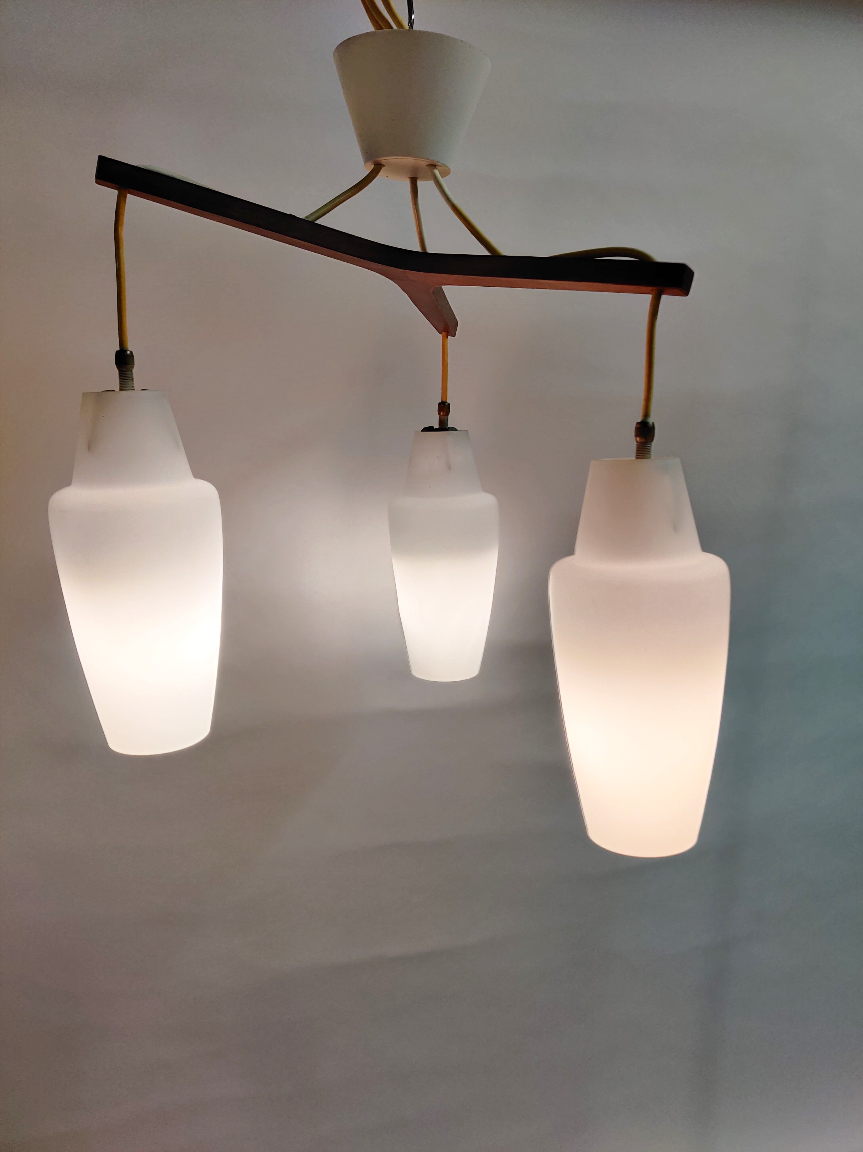 Vintage scandinavian teak chandelier, 1960s