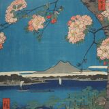 Utagawa Hiroshige: Japan, Suijin Shrine and Massaki on the Sumida River, signed lithograph.