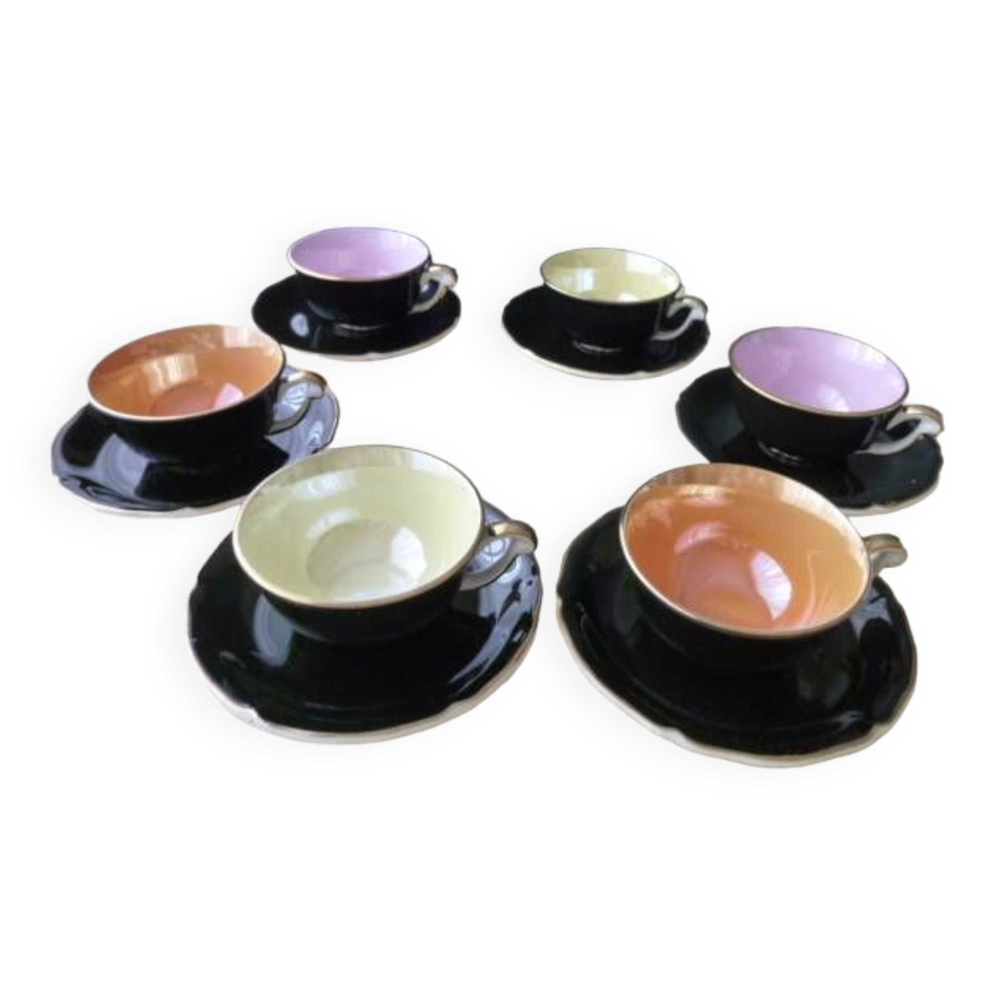 6 Saint Amand semi-vitrified earthenware coffee cups