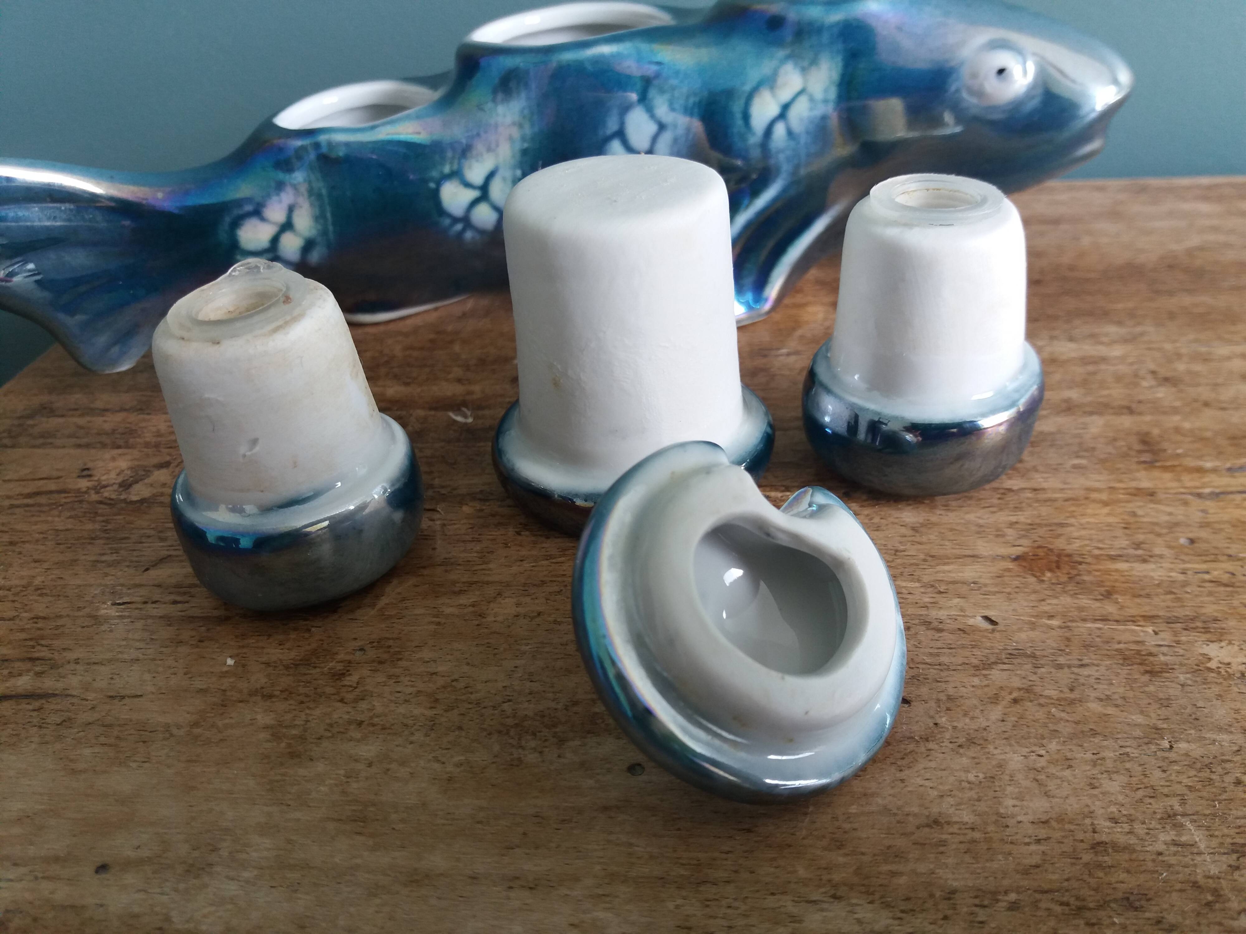 Zoomorphic salt and pepper shaker, porcelain fish