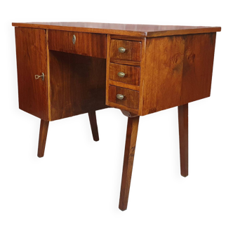 Bureau double face rénové en noyer, années 1960