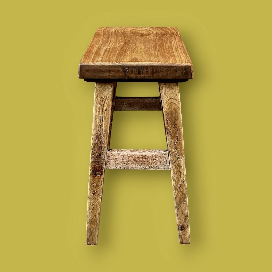 Rustic solid wood stool – brutalist spirit