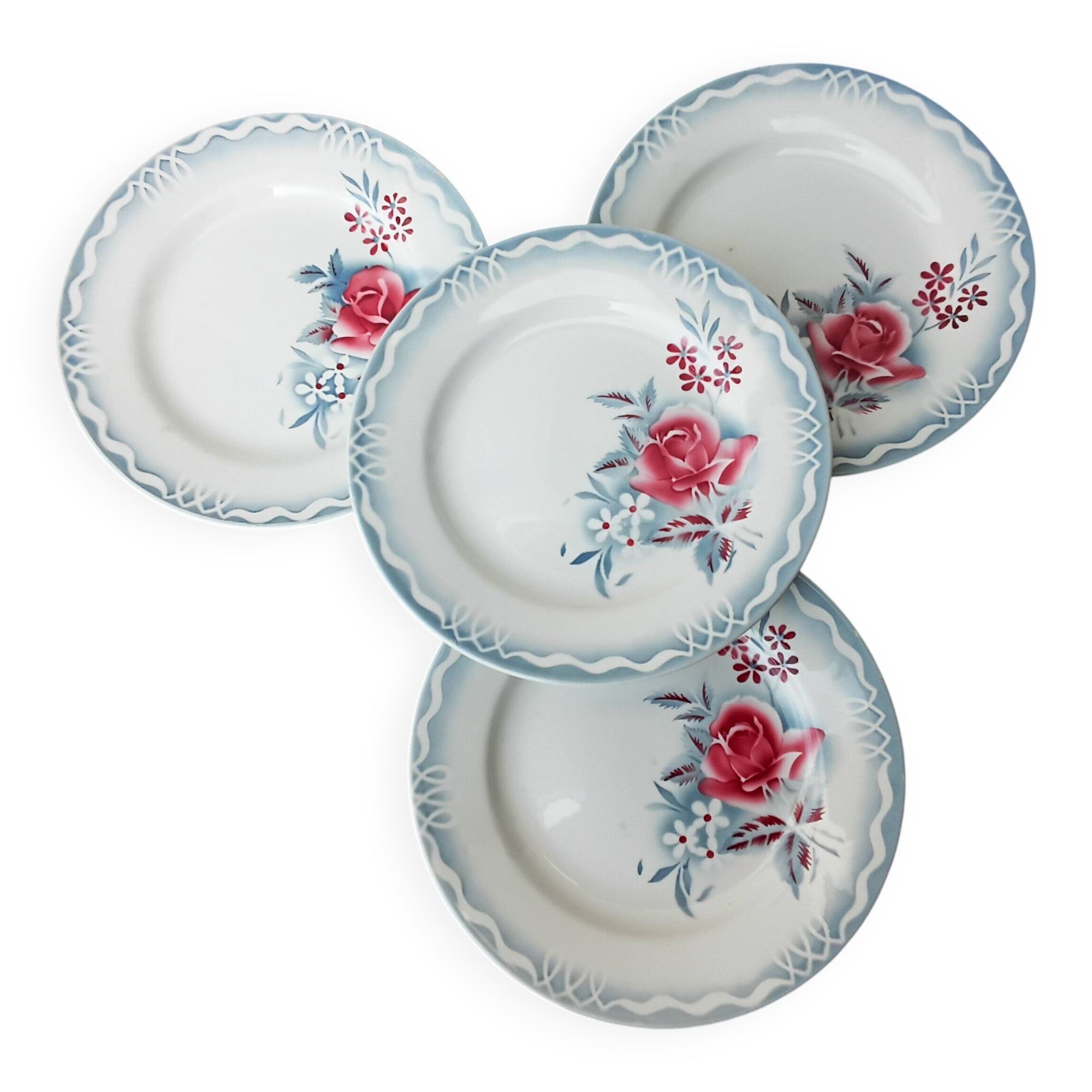 Set of 4 flat plates Digoin Sarreguemines