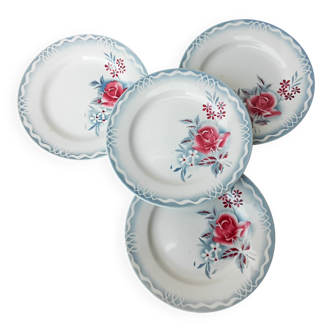 Set of 4 flat plates Digoin Sarreguemines