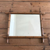 Mirror turned wood vintage bamboo