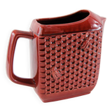 Red ceramic pitcher - bees and honeycombs decor - St Clément France - vintage 60s