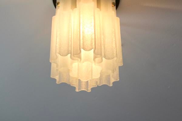 Plafonnier en laiton et verre dépoli Glashütte Limburg