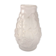 Vase art déco en verre pressé rose à décor d'oiseau