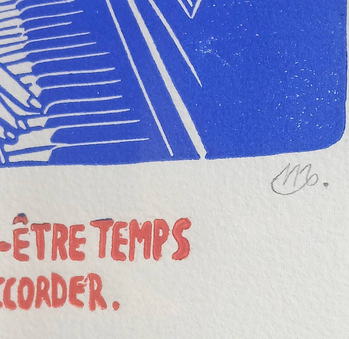 Linogravure Noémie Mahieux signée & encadrée.