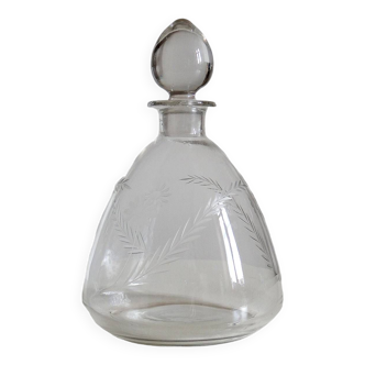 Small chiseled glass/crystal wine carafe