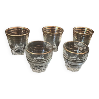 Set of 5 gold-thin liqueur glasses