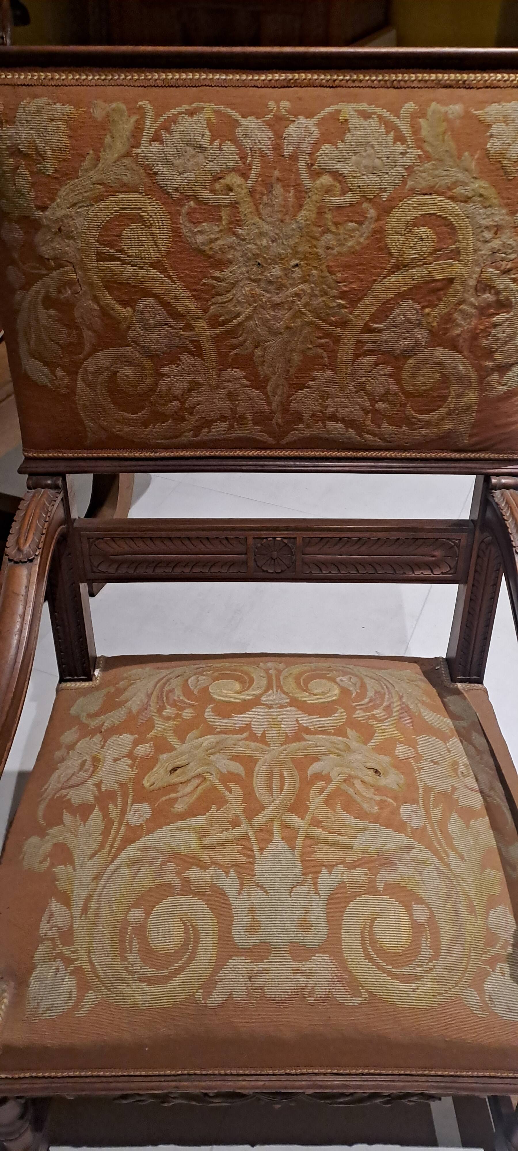 Antique lion head armchair