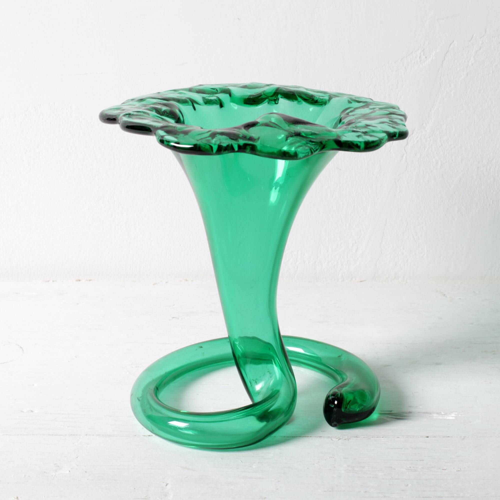 Vintage Green Glass Art Vase / Hand-blown Home Decor / Stilvetro / Rome