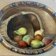 HSP painting oval view "Fruit basket" circa 1900 on SADO cigarette cardboard