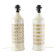 Pair of Bergboms ivory enamelled desk lamps and gilded ceramic Sweden 960