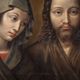 Antique French painting on panel, Christ and the Madonna from 18th century