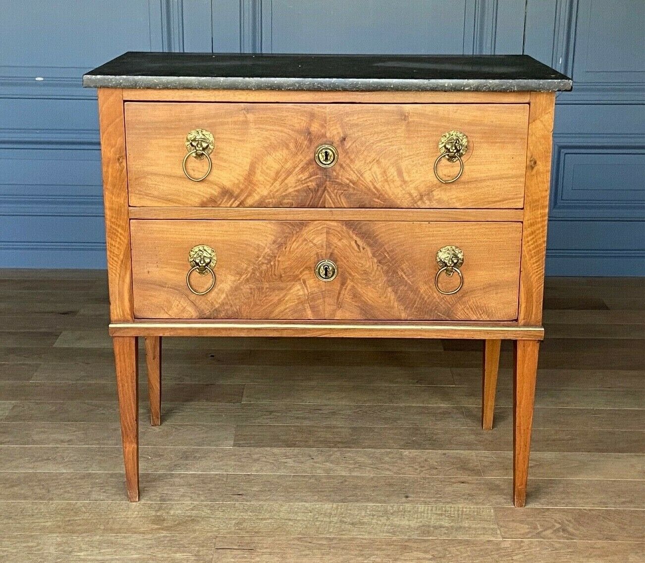 Chest of drawers two drawers restoration black marble heads of lions XIX century