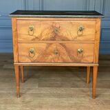 Chest of drawers two drawers restoration black marble heads of lions XIX century