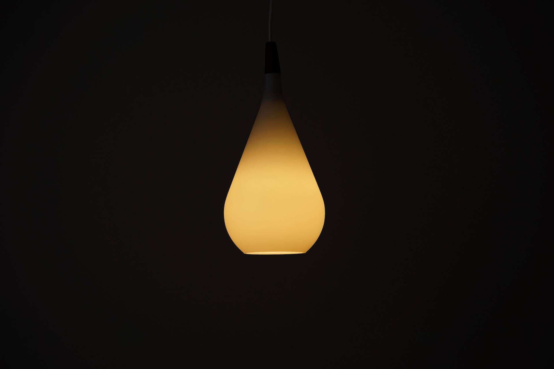 Danish DROP Lamp in Opal Glass and Teak
