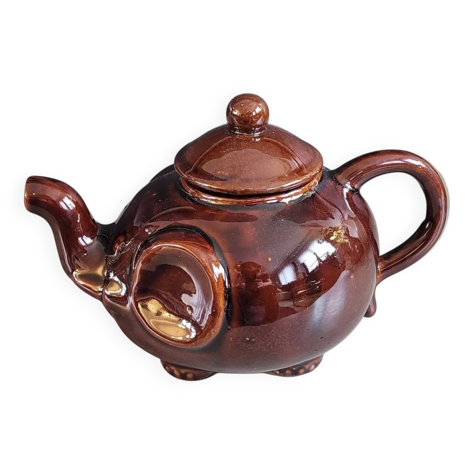 Brown porcelain elephant teapot