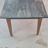 Old wooden table a drawer tray patina black waxed