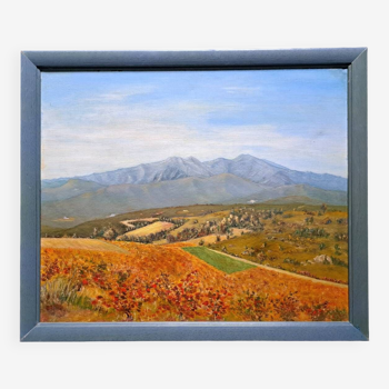 Impressionist painting oil on canvas 1973 landscape of the Pyrenees + 1 new CD