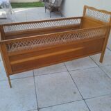 Vintage baby bed in wood and rattan from the 60s for children