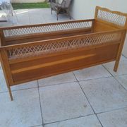 Vintage baby bed in wood and rattan from the 60s for children