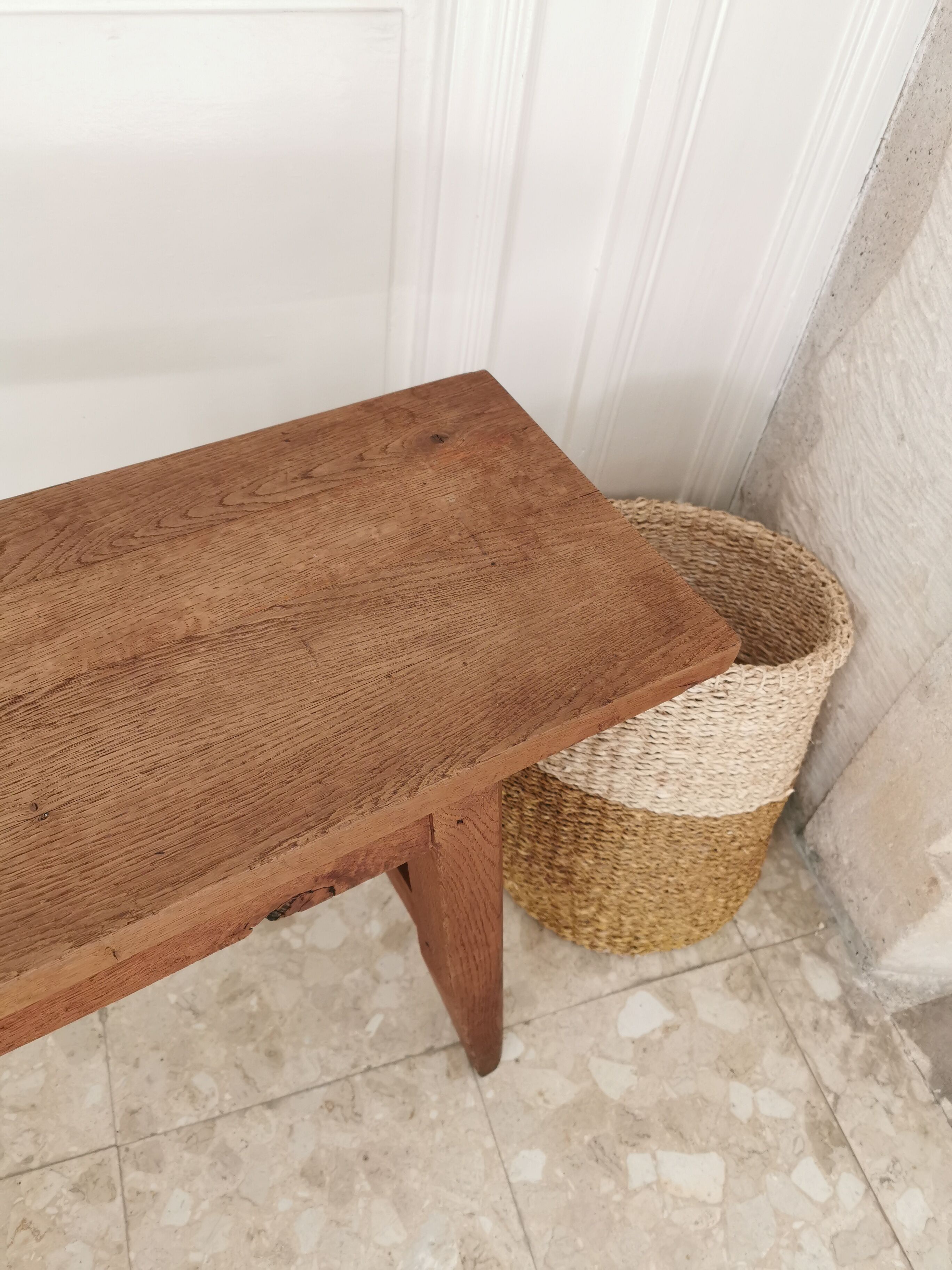 Solid oak compass foot bench