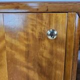 1940s Art Decò dressing table in blond walnut with sliding glass