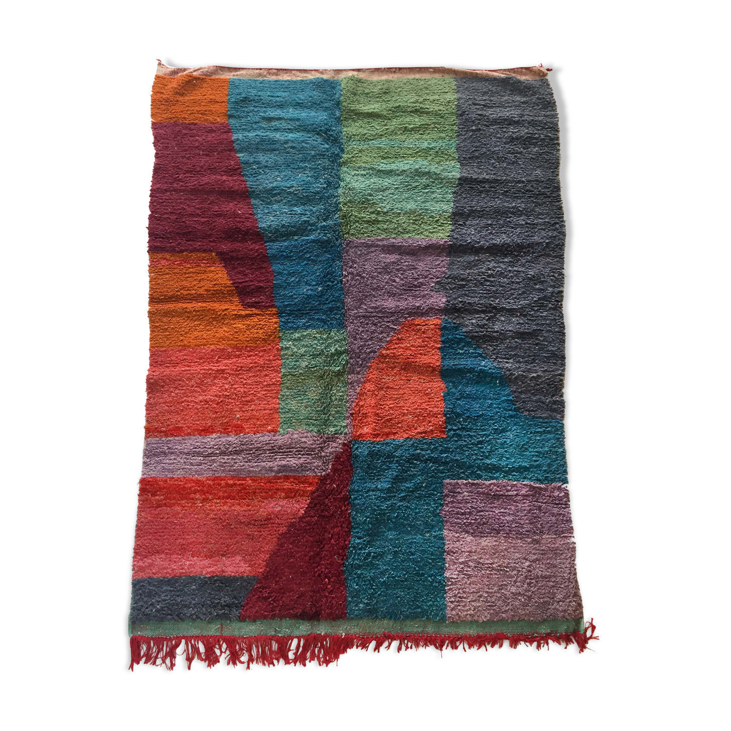 Moroccan Berber carpet Boujaad with colorful flats 285x188cm