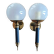 Pair of brass and glass wall lights