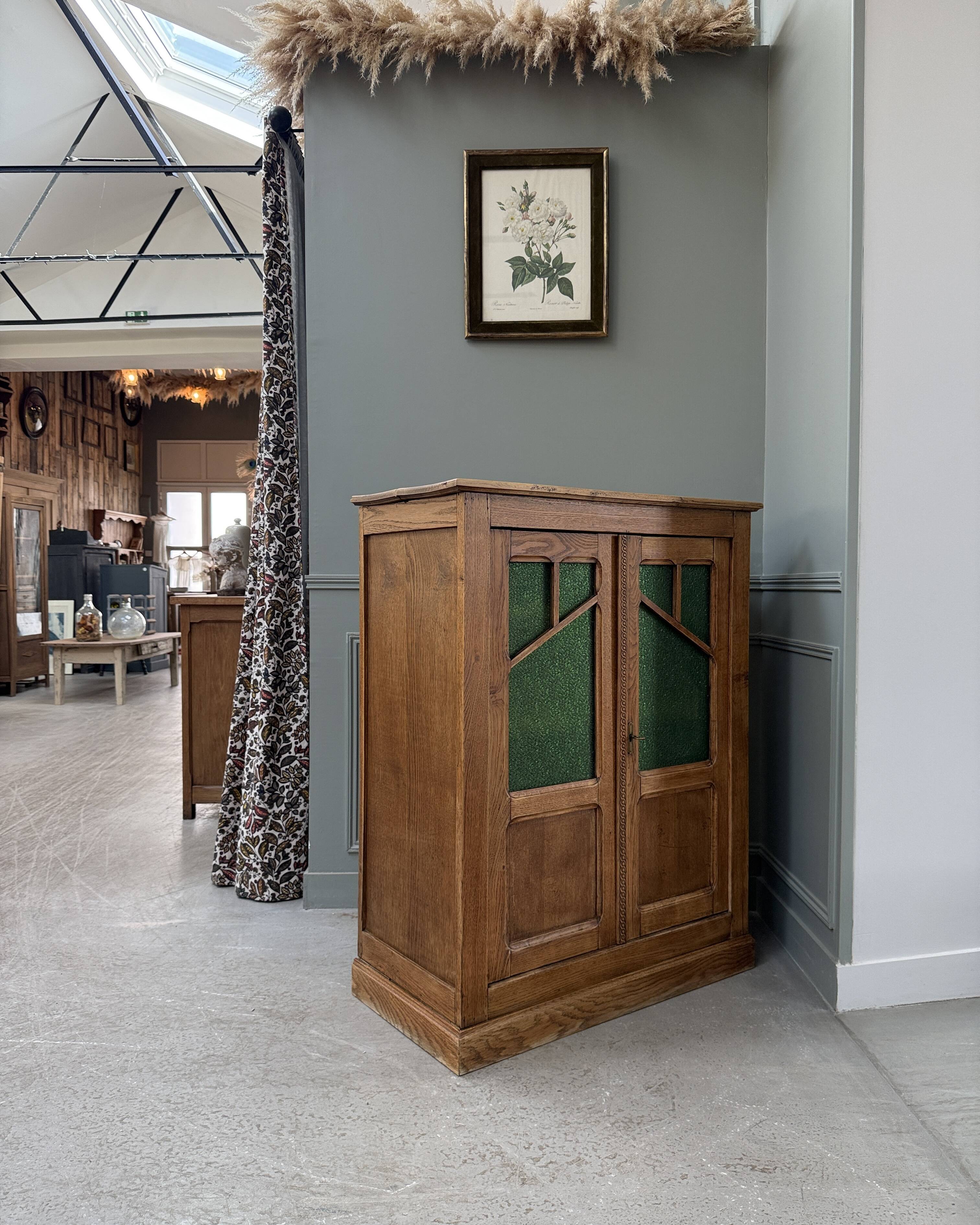 Art Deco glass-fronted oak sideboard (renovated)