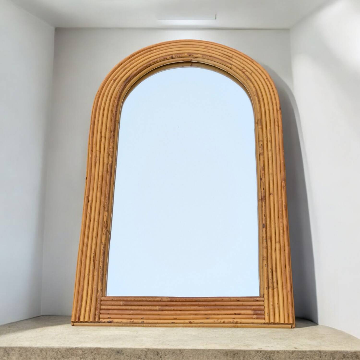 Vintage bamboo rattan mirror 1960 Italy