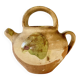 Petite cruche chevrette provençale en grès émaillé blanc crème et vert