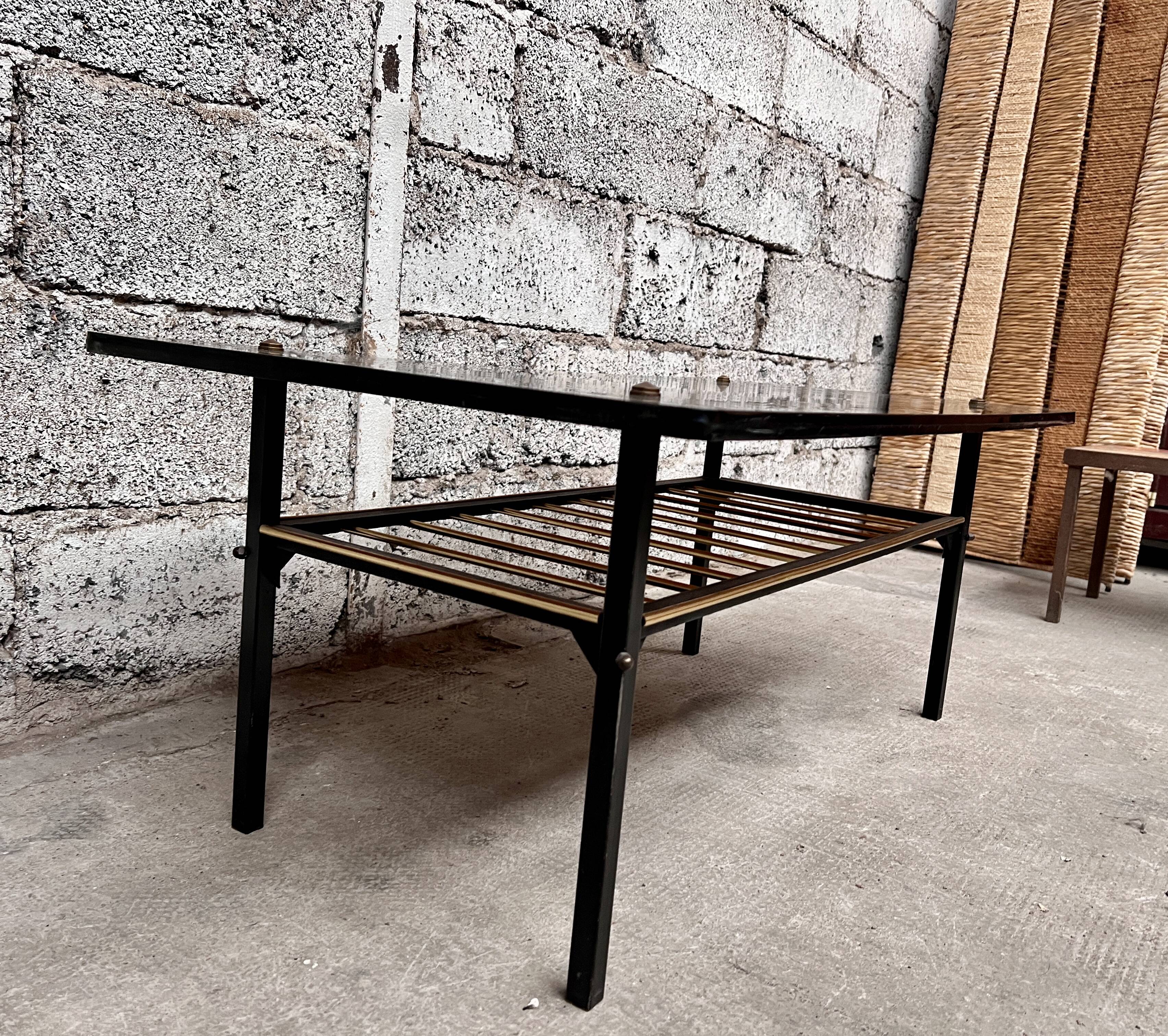 Table noir basse Formica noir vintage design