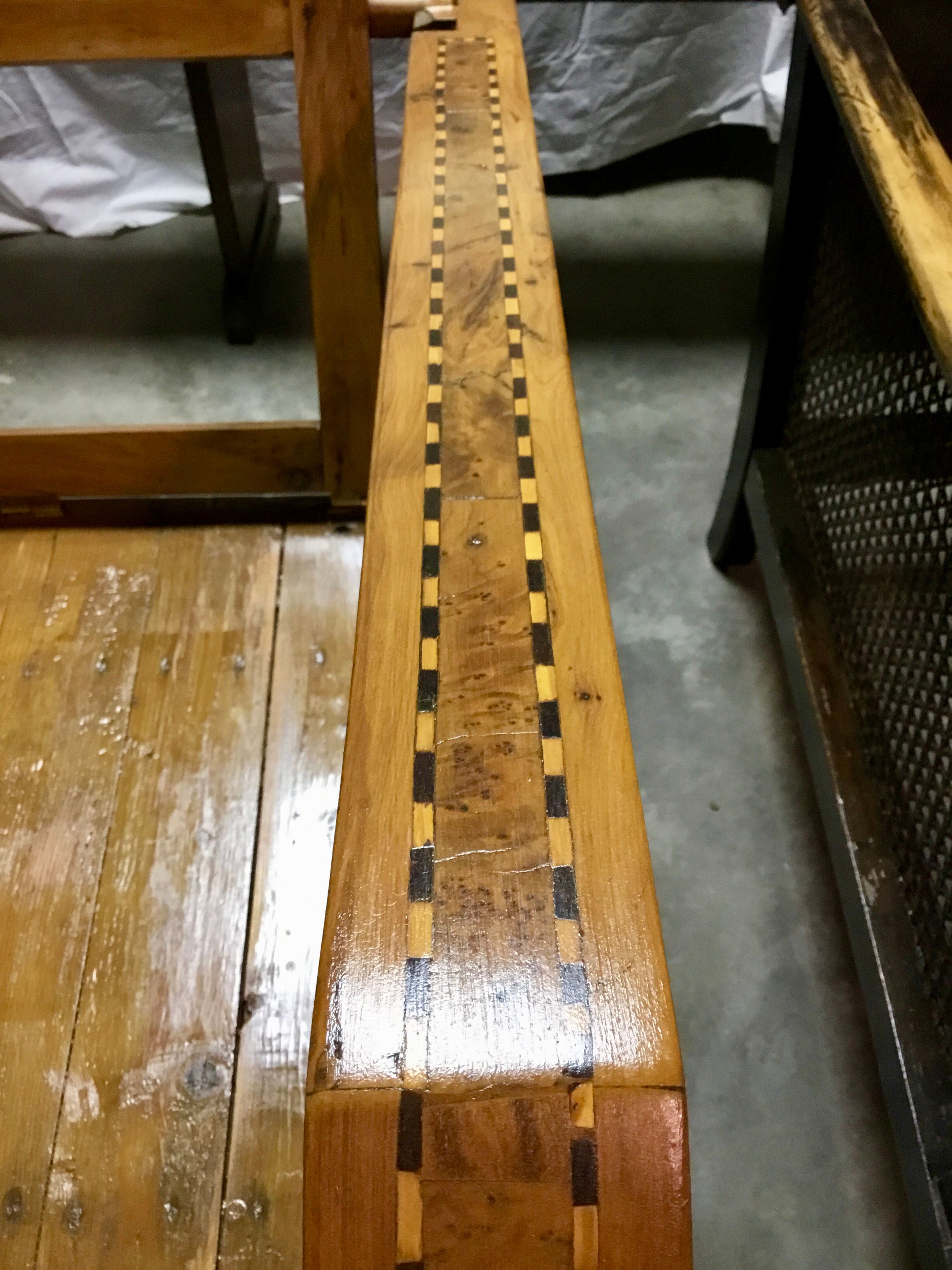 Vintage wooden veranda armchairs with inlaid marquetry 1930s