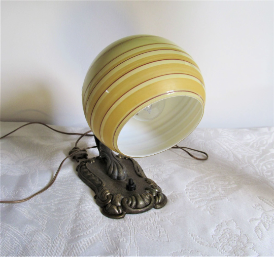 Lampe de bureau allemande, bronze et verre drgm vintage 1930-1940