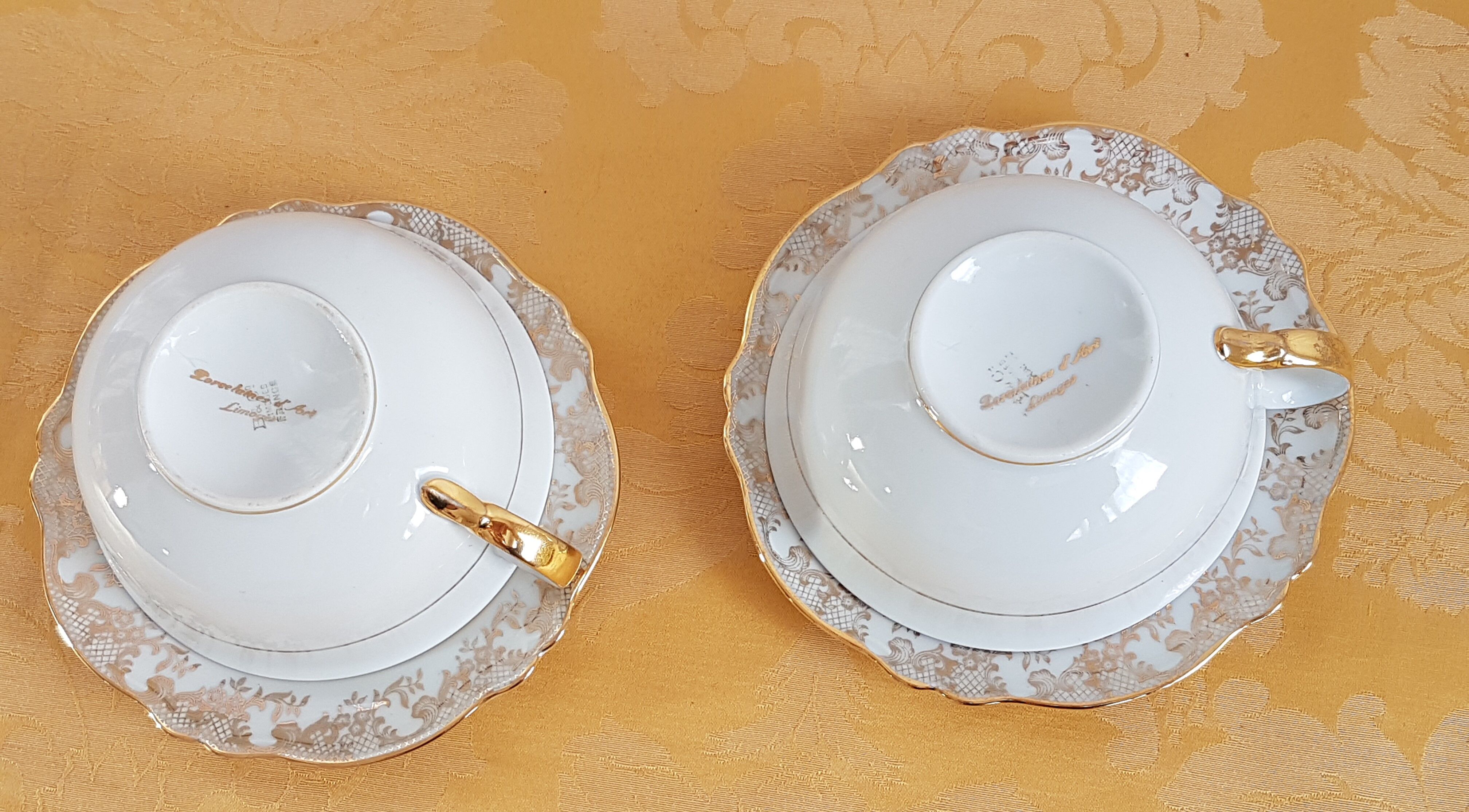 Art of Limoges Bernardeaud Very beautiful Old porcelain cups patterns flowers