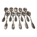 10 silver-plated metal ice scoops, silversmith Saglier Frères, gadroons