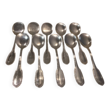 10 silver-plated metal ice scoops, silversmith Saglier Frères, gadroons