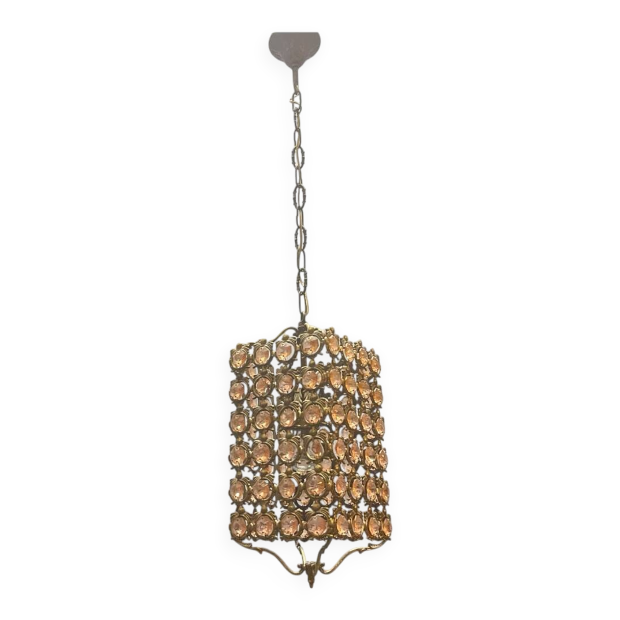 Bronze Pink Crystal Light Pendant 1960’s