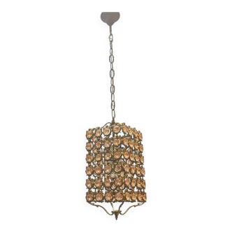 Bronze Pink Crystal Light Pendant 1960’s