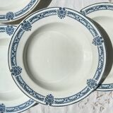 5 Deep plates in blue ironstone Salins, Arbois Ennege model