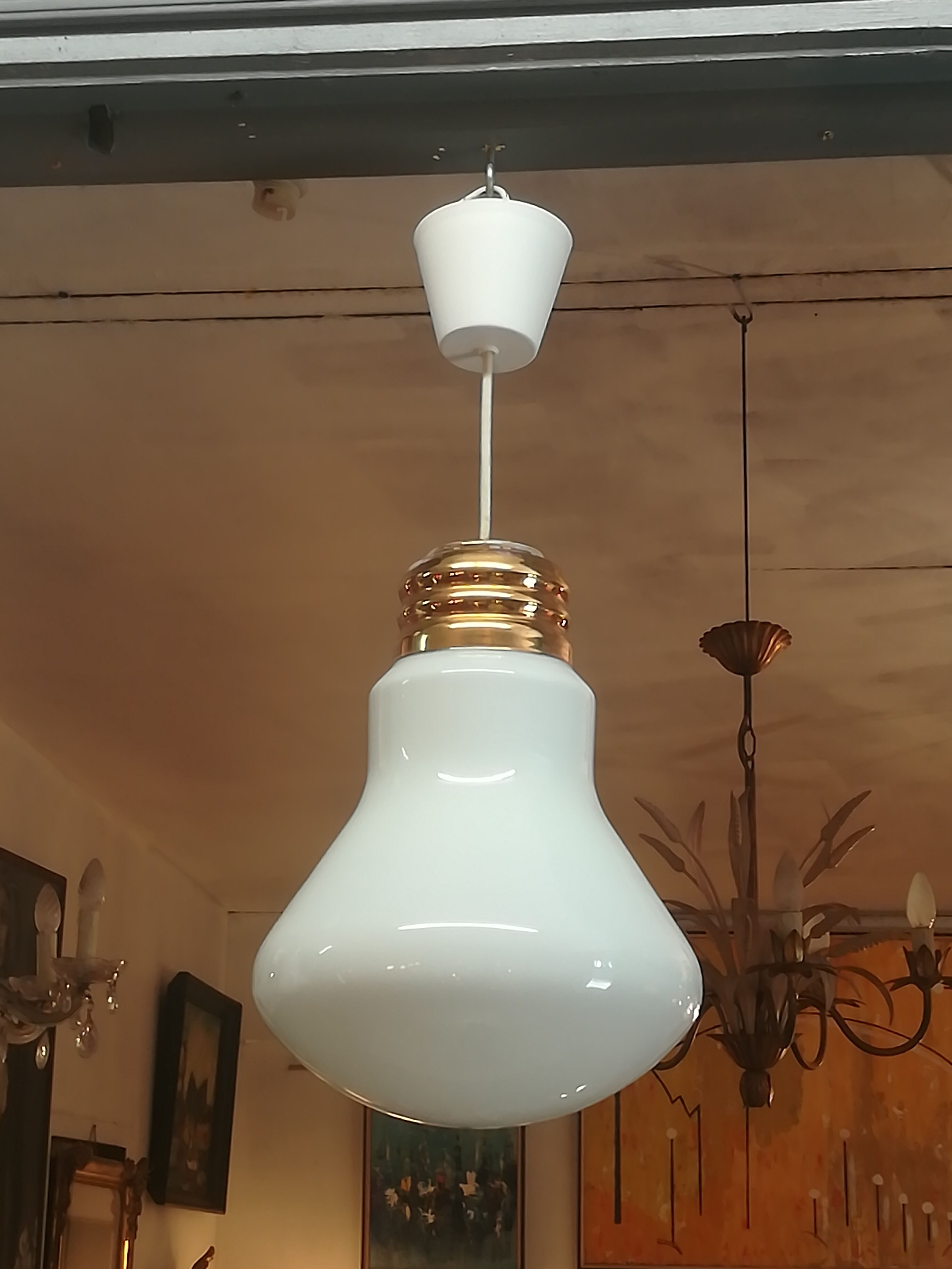 Pair of giant opaline bulb suspensions