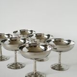 Set of 6 stainless steel bowls with fine feet, Made in France, Design, 1970