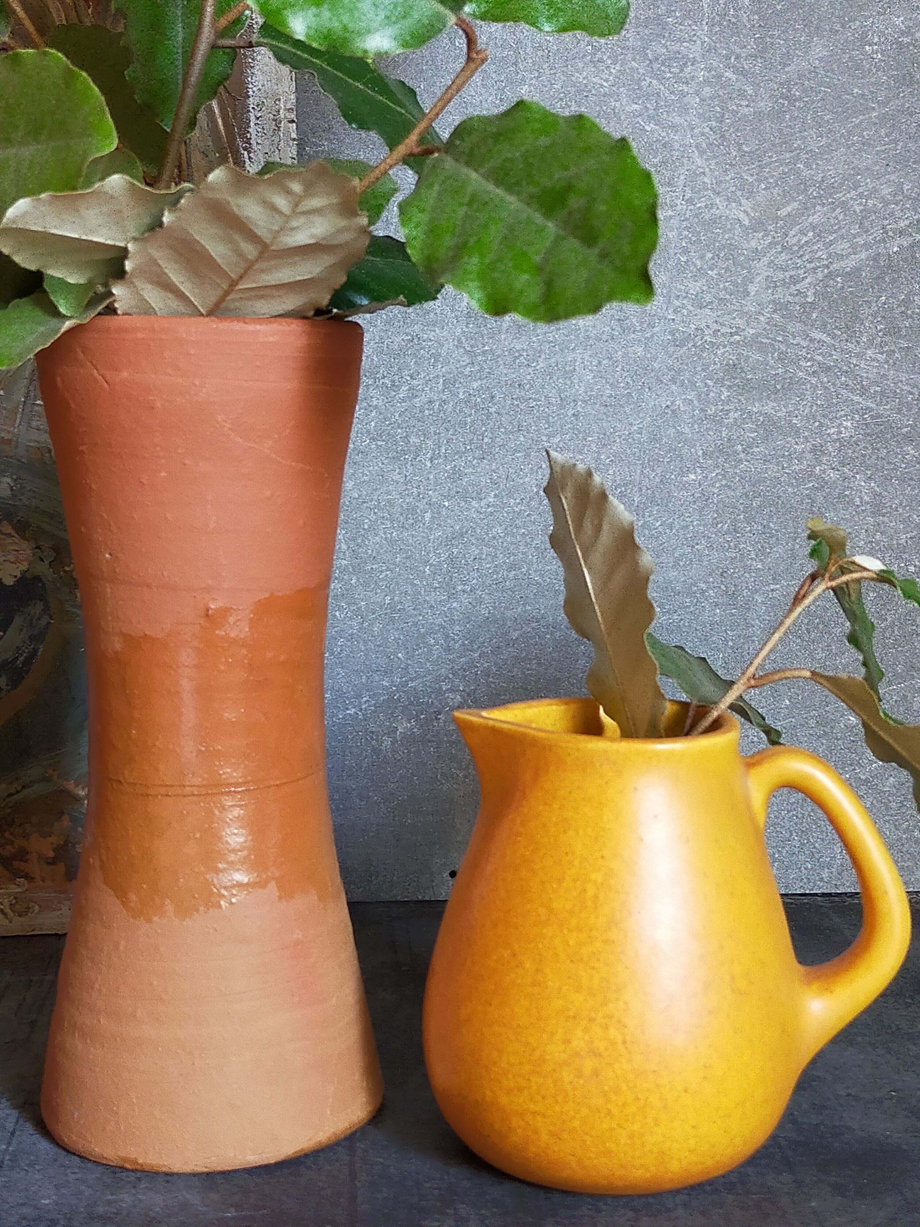 Potter's "Diabolo" vase in vintage glazed terracotta