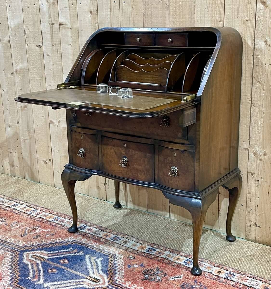 1930s English walnut back desk