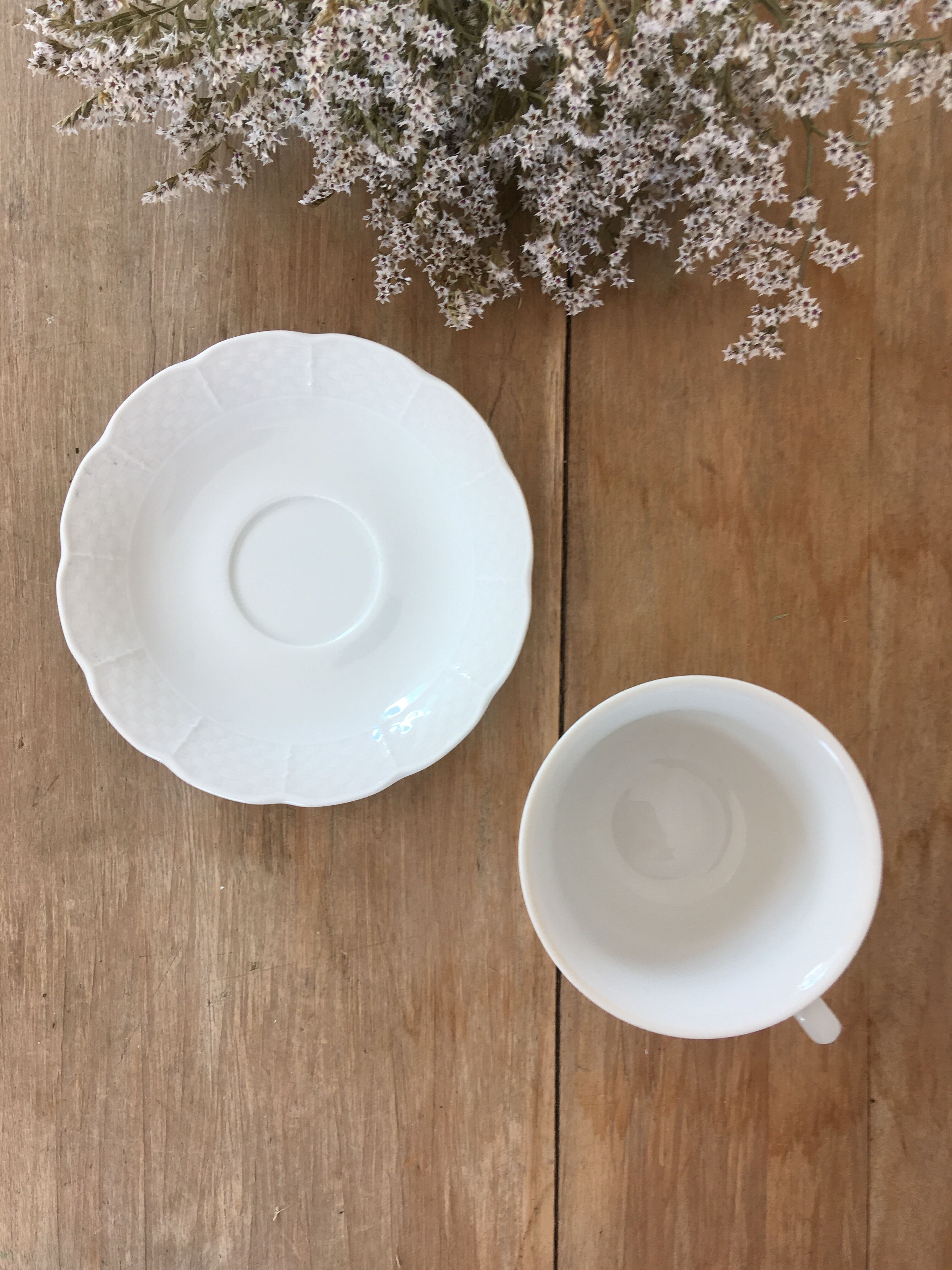 White porcelain tea cups