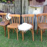 Suite of four foot bistro chairs with hoops / vintage 40s-50s